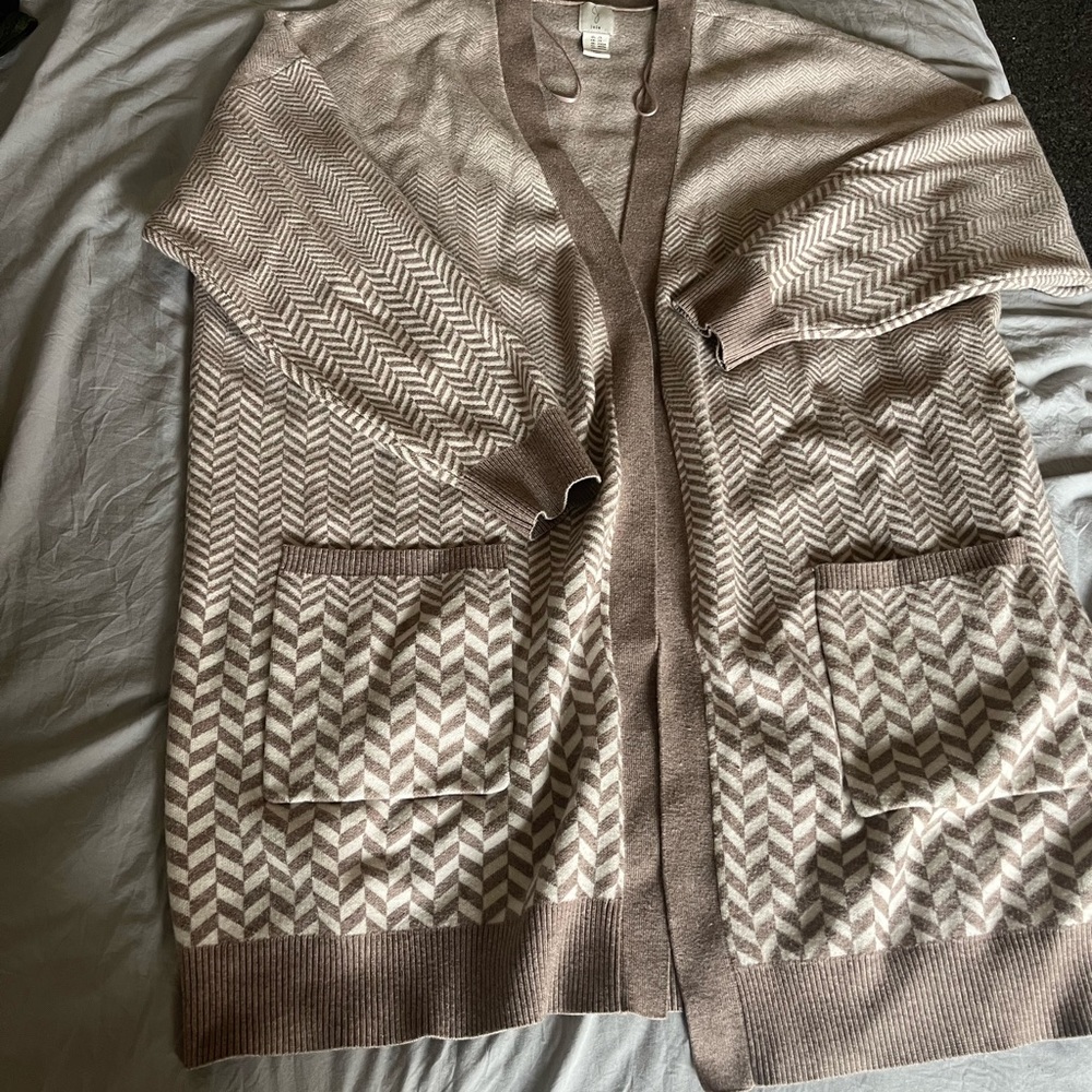 Brown and Cream Chevron Cardigan